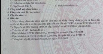 Đất hẻm 129/40 Đường số 2, Phường 16, Gò Vấp, Hẻm 6m thông, 3x16,5m, Cn 49,5 m2, 4,5 tỷ TL