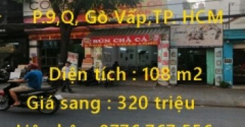 CẦN SANG NHƯỢNG MẶT BẰNG KINH DOANH Lê Văn Thọ, Phường 9,quận Gò Vấp,TP Hồ Chí Minh