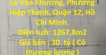 BÁN GẤP NHÀ XƯỞNG Nằm Phường Hiệp Thành, Quận 12