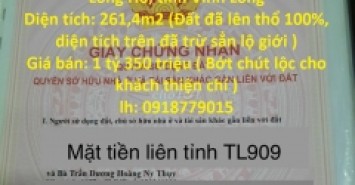 Đất Chính Chủ - Vị Trí Đẹp - Giá Rẻ Nhất Khu Vực mặt tiền tỉnh lộ 909 - Long Hồ - Vĩnh Long