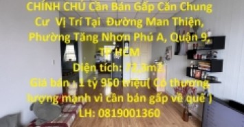 CHÍNH CHỦ Cần Bán Gấp Căn Chung Cư  Vị Trí Tại  Quận 9 , TP HCM