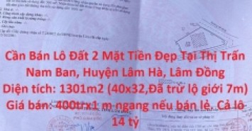 Cần Bán Lô Đất 2 Mặt Tiền Đẹp Tại Thị Trấn Nam Ban, Huyện Lâm Hà, Lâm Đồng