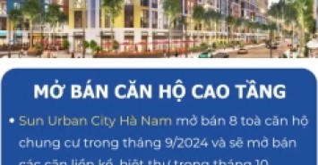 Dự án Sun Urban City hà nam chính thức mở bán và công bố giá bán cụ thể trong tháng 10/2024